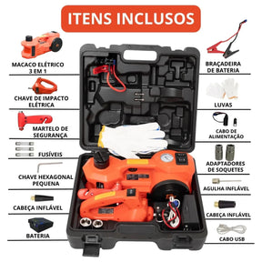 KIT DE EMERGÊNCIA - Macaco Hidráulico Elétrico 5 em 1